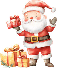 santa, christmas, claus, santa claus, holiday, xmas, gift, winter, present, hat, celebration, beard, happy, decoration, box, cartoon, vector, december, toy, isolated, season, tree, gifts, new, illustr