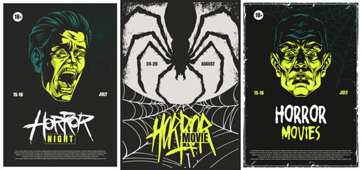 Horror movie posters with spider art
