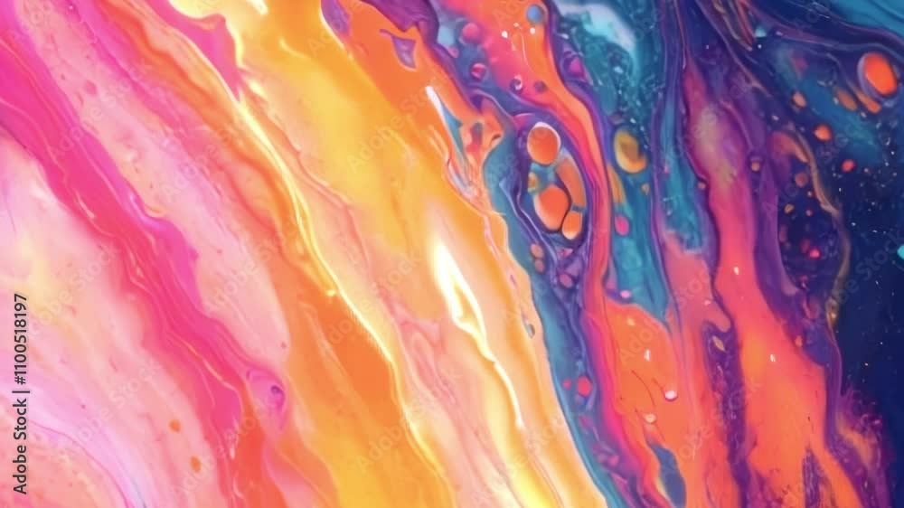 Aufkleber Abstract animation combining bright colors and flowing shapes to create the effect of a galactic vortex. The composition is rich in contrast