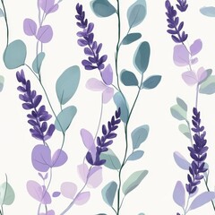Delicate Lavender and Eucalyptus Floral Pattern
