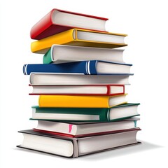 a modern stack of books clipart, digital flat style, isolated on white background