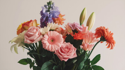 Colorful Arrangement of Roses, Gerberas, and Lilies