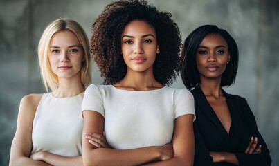 Fototapeta premium Three confident business woman. Business Group people. Happy Business Team