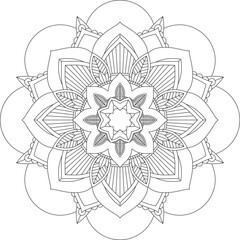 Fototapeta premium Vibrant mandala color book with simple, hand-drawn vector designs! Perfect for coloring, drawing, painting, and art lovers. Floral, geometric, symmetrical patterns for creativity and relaxation. 