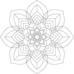 Mandala coloring book featuring simple Mehndi flower patterns, perfect for beginners, seniors, children; ethnic Indian-style designs.
