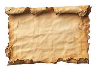 Worn ancient parchment with tattered edges showcasing historical storytelling potential