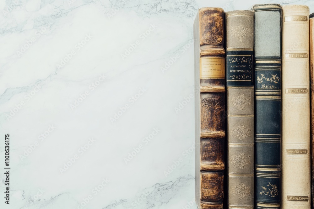 Aufkleber various books of different genres are neatly arranged on a clean white background, inviting readers 