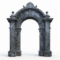 Obraz premium Old weathered stone archway standing on a white background