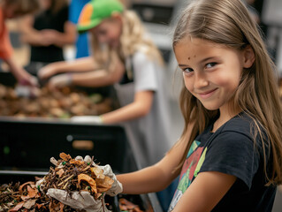 Children participating in a hands-on composting workshop