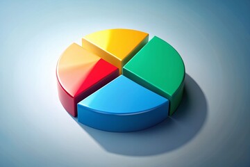 Obraz premium 3D Isometric Pie Chart Diagram for Infographics in Three Segments for Reports and Presentations with Copy Space on the Left Side for Custom Text and Data Visualization