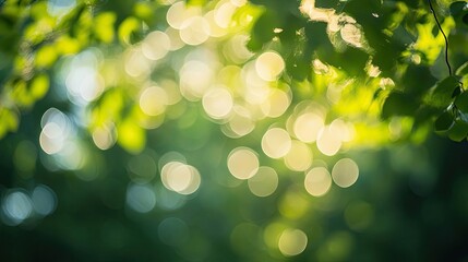 Obraz premium Defocused Green Foliage with Circular Bokeh Lights