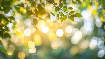 Obraz premium Abstract Green Leaf Background with Bokeh Lights