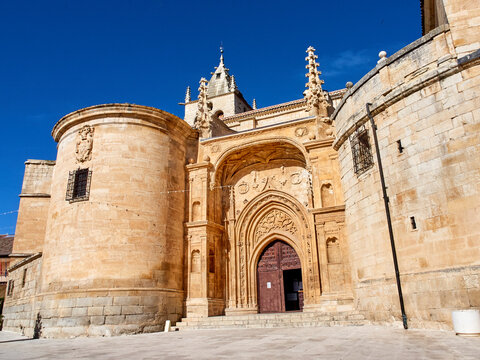 Facade of the Parish Church of Santa Maria Magdalena in Torrelaguna. Community of Madrid, Spain, Europe