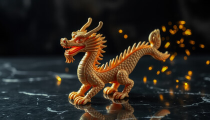 Obraz premium Dragon Figurine Amidst Festive Lights