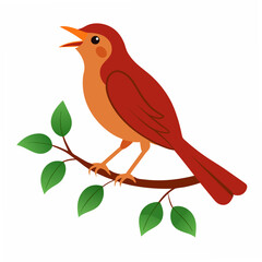 A graceful vector illustration of a Nightingale bird singing sweetly while perched on a tree branch, perfect for nature, wildlife, and music-inspired designs.