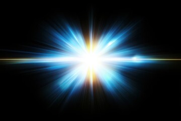 Fototapeta premium Simple to incorporate lens flare effects for overlays or blending for high quality visuals Abstract sunburst digital glow rainbow sheen on dark background