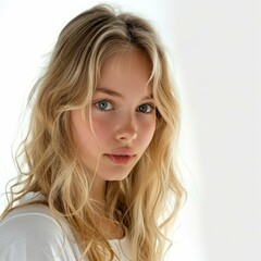Fototapeta premium Portrait of a beautiful young woman with blonde hair and blue eyes