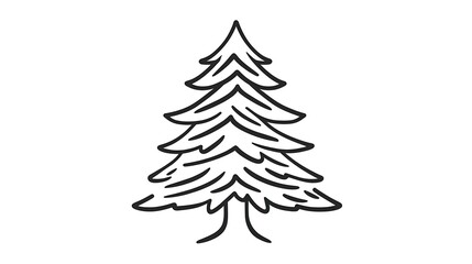 Fototapeta premium A simple line drawing of a pine tree designed as a coloring page for ages 5-7. The image uses clean, bold outlines and excludes color fill, 