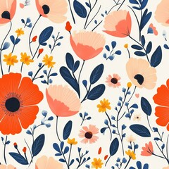 Beautiful Floral Pattern with Vivid Colors