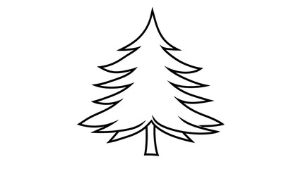 Fototapeta premium A children's coloring page with an extremely simple drawing of a pine tree. The design is made with clean, thick outlines and no frame, shadows, or details, making it perfect for kids aged 5-7
