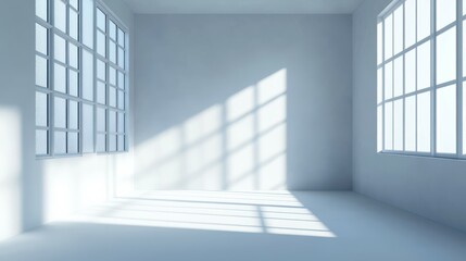 Fototapeta premium An abstract 3D background for product presentations and brand advertising, with shadows of windows and roofs. Empty scene for mockups.