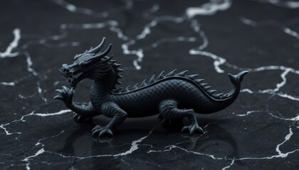 Dragon Figurine Amidst Festive Lights