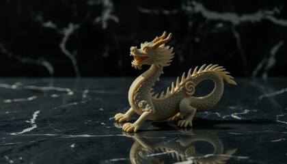 Obraz premium Dragon Figurine Amidst Festive Lights