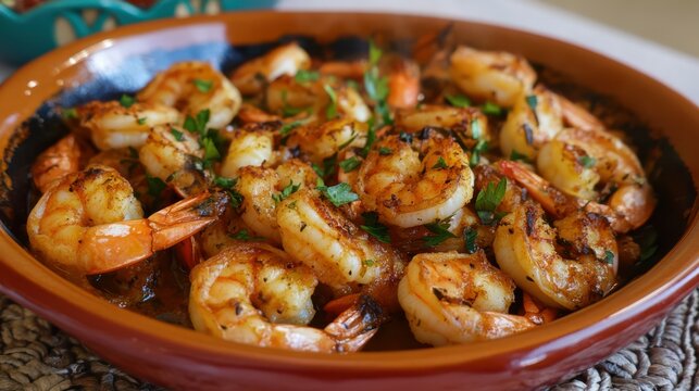 Butter Casserole Shrimp with Tasty Sauce Turkish cimcim karides tava or Tereyagli Guvec Karides
