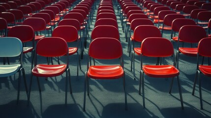 Chair being unique and different concept standing out in the crowd.