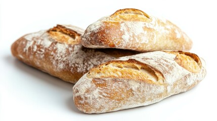 Naklejka premium Ciabatta bread isolated on white background, full depth of field