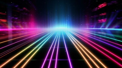 Obraz premium Vibrant Disco Light Burst Pattern with Stars and Energy in Space Illustration