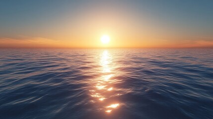 Fototapeta premium Serene Sunset Over Calm Ocean Waves