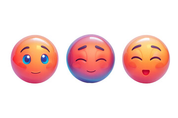Naklejka premium A set of colorful emoticons. Emoji with different emotions. Shiny icons on isolated background. Png emoji. Generated with AI.
