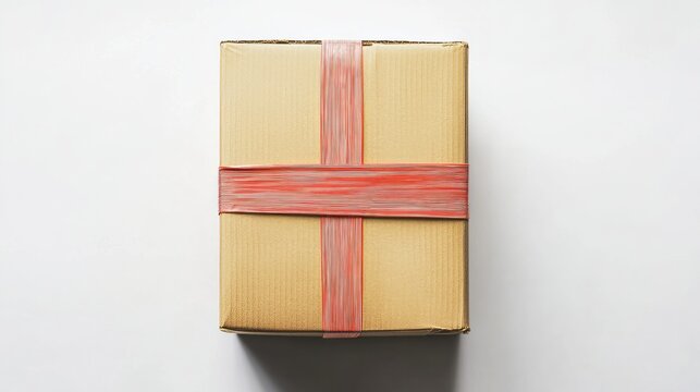Closed cardboard box taped up and isolated on a white background. --ar 16:9 --v 6.1 Job ID: ab882bfb-a5b9-47cb-a8a1-38a62fcd063d
