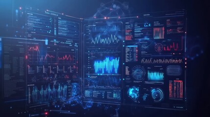 Obraz premium Healthcare technology, medical diagnosis infographic. Integrated and analyzed health data stock.