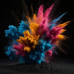 Vibrant Colorful Paint Splash Explosion on Black Background