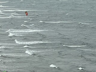 surfer on the windy beach