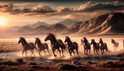 Horses in a desolate landscape