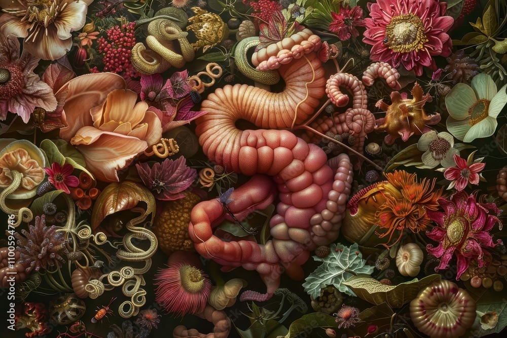 Poster exploration of human anatomy featuring detailed 3d models of organs and systems in vibrant colors on