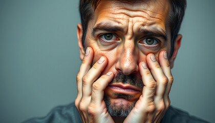 Obraz premium Man with a serious addiction problem isolated with white highlights, png
