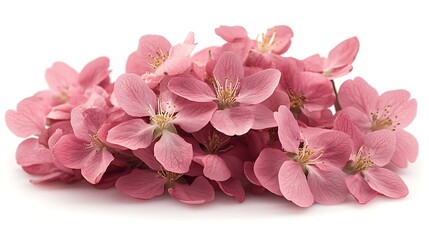 Naklejka premium A bunch of pink crab apple blossoms on a white background
