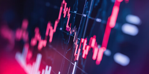 Stock market chart displays significant fluctuations during trading hours in a modern financial environment