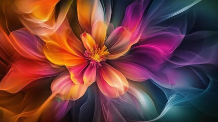 Fototapeta premium vibrant abstract flower design with swirling petals and bold color transitions, merging organic forms with artistic expression