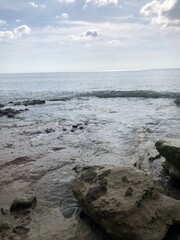 rocky beach with view of the horizon