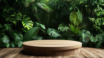 Obraz premium Realistic 3D render empty clean white table tray podium with green leafs plant, blowing curtains, beautiful foliage leaves shadow on white blank wall, Background, Beauty, Skincare, Products display.