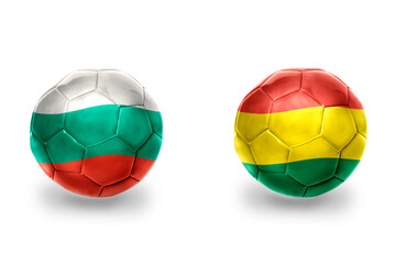 Fototapeta premium football balls with national flags of bulgaria and bolivia ,soccer teams. on the white background.