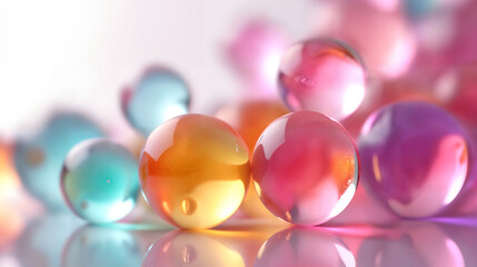 Fototapeta premium Colorful Floating Spheres with Reflections