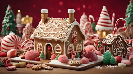 "Indulge in a festive feast of sugary delights with our AI-generated images of Christmas sweets, from candy canes to gingerbread houses."