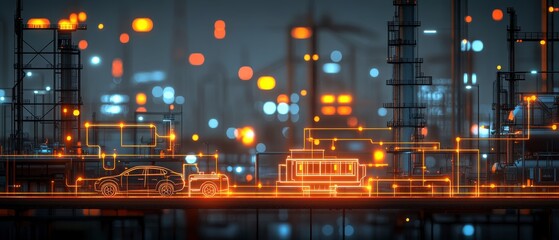 Fototapeta premium A captivating night drive through the bustling city streets illuminated by vibrant streetlights.