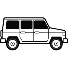 Simple and Rugged Black and White Off-Road SUV with Minimalist Design.